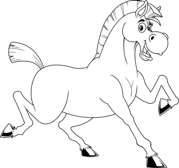 Funny Horse Cartoon Maskot Postava Přes Prázdné Dřevěné Tabuli Vektor — Stockový vektor