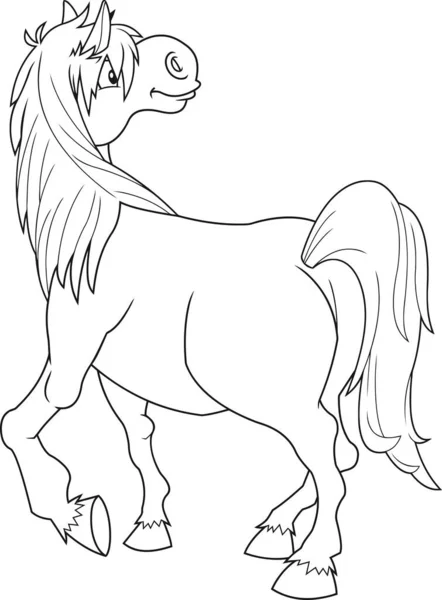Αστεία Άλογο Μασκότ Χαρακτήρα Κινουμένων Σχεδίων Πάνω Από Ένα Κενό — Διανυσματικό Αρχείο