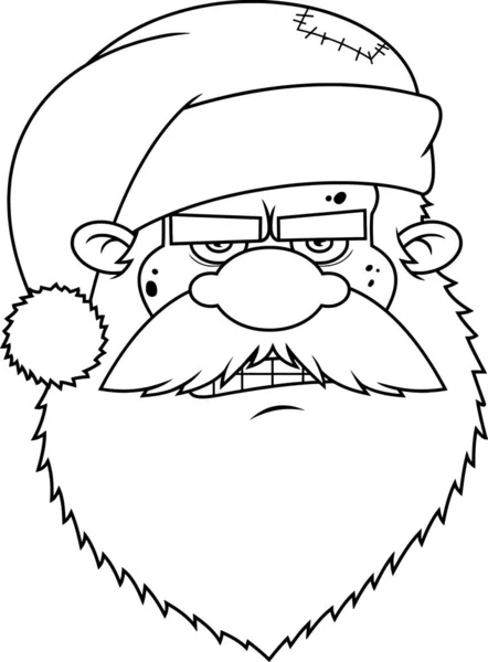 有趣的圣诞老人面像漫画人物矢量手绘画图独立于透明背景 — 图库矢量图片