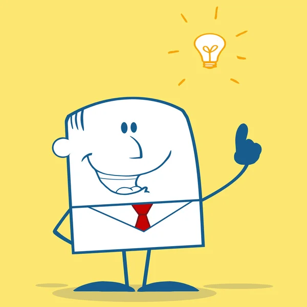 Businessman With A Bright Idea Monochrome Character On Yellow Background — Stock Photo, Image