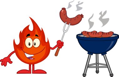 mutlu alev çizgi film karakteri sosisli çatal Tarih barbeküde cook