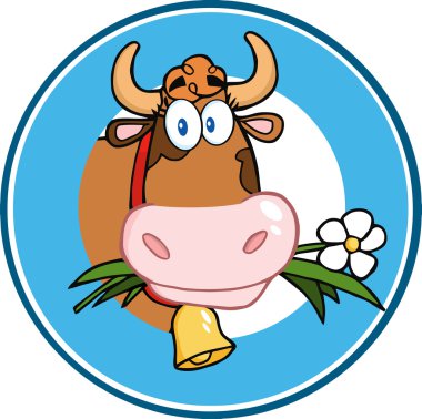 karikatür circle label inek ile