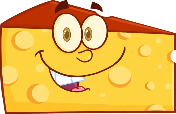 微笑楔形的奶酪卡通人物 — 图库照片