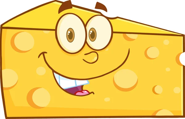 Carácter de dibujos animados de cuña de queso sonriente — Foto de Stock