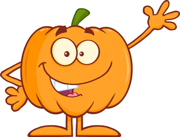 Funny Halloween Pumpkin Character Waving — Stock Photo, Image