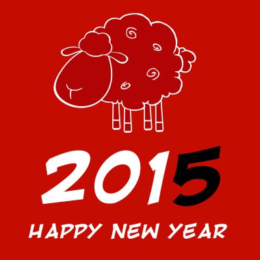 Mutlu yeni yıl 2015! Koyun tasarım kartı ile siyah sayı yılı