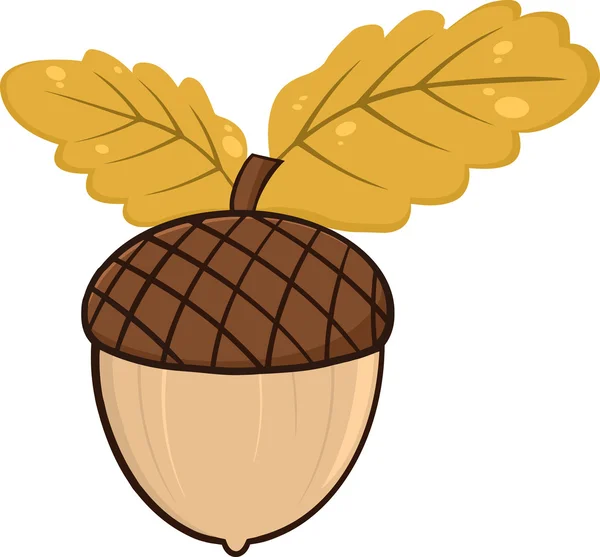 Acorn met eikenbladeren Cartoon grafische illustraties — Stockfoto