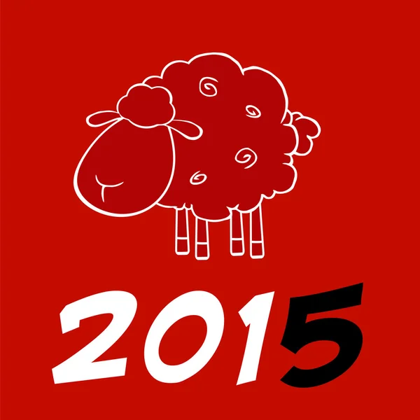 Happy New Year van de schapen 2015 ontwerp kaart met zwart nummer — Stockfoto