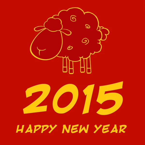 Year Of Sheep 2015 Design Card in Red and Yellow — стоковое фото