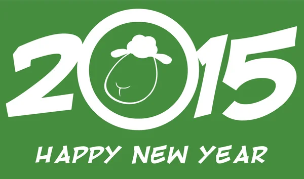 Año De Ovejas 2015 Números Tarjeta Verde Diseño Con Oveja Y Texto — Foto de Stock