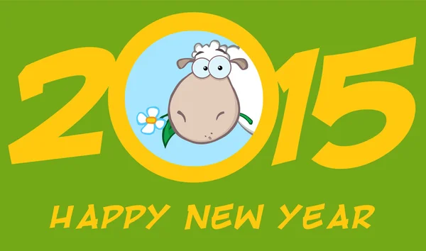 Year of Sheep 2015 Numbers Green Design Card with Sheep and Text — стоковое фото