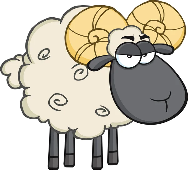 Angry Black Head Ram Sheep Cartoon Character — Stock Photo, Image