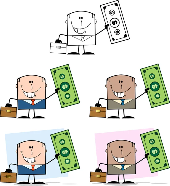 Empresário Cara Cartoon Personagem 8 Coleção Set — Fotografia de Stock