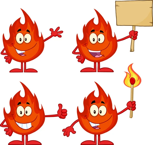 Flamme Cartoon-Figur 3. Kollektion Set — Stockfoto