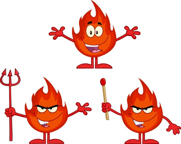 Flame Cartoon Character 1. Collection Set — Stock Photo, Image