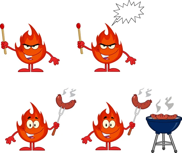 Flamme-Cartoon-Figur 2. Sammlungssatz für — Stockfoto