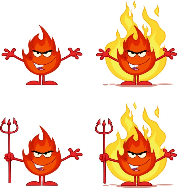 Flame Cartoon Character 5. Collection Set — Stock Photo, Image