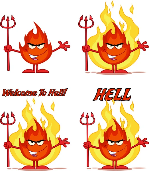 Flame Cartoon Character 6. Collection Set — Stock Photo, Image