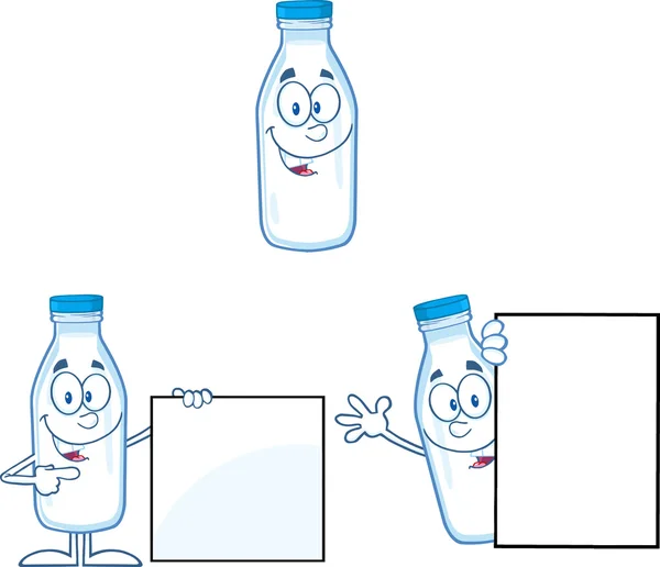 Butelka mleka śmieszne kreskówka znaków 3. zestaw kolekcja — Zdjęcie stockowe
