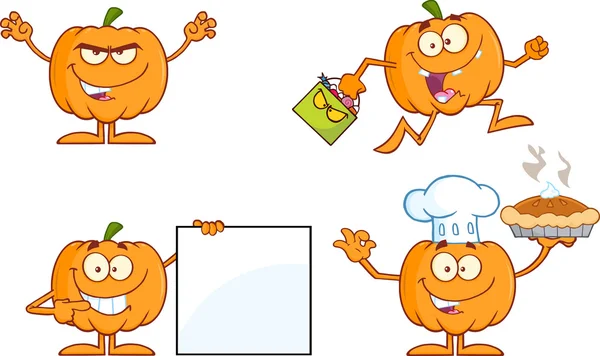 Pumpkin Cartoon Character Series 4. Conjunto de colecção — Fotografia de Stock