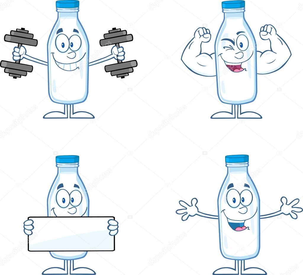 Funny Milk Bottle Cartoon Characters 1. Collection Set Stock Photo by  ©HitToon 54654747