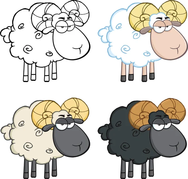 Сердитый персонаж мультфильма "Козлиная овца". Комплект мер — стоковое фото