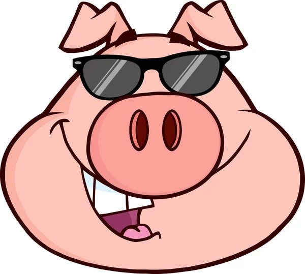 Happy Pig Head Cartoon Mascot Character — Stock Photo, Image