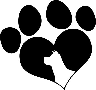 Köpek kafası siluet siyah aşk pençe baskı