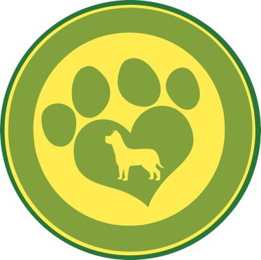 Aşk pençe baskı dairenin Banner tasarımı ile köpek siluet
