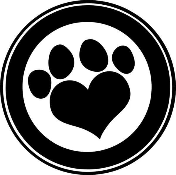 Love Paw Print Diseño de banner de círculo negro —  Fotos de Stock