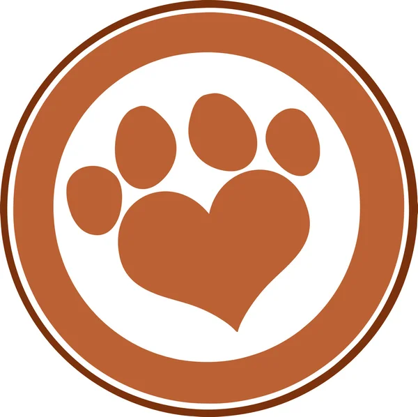 Love Paw Print Brown Circle Banner Design — Stock Photo, Image