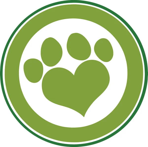 Love Paw Print Diseño de pancartas de círculo verde — Foto de Stock