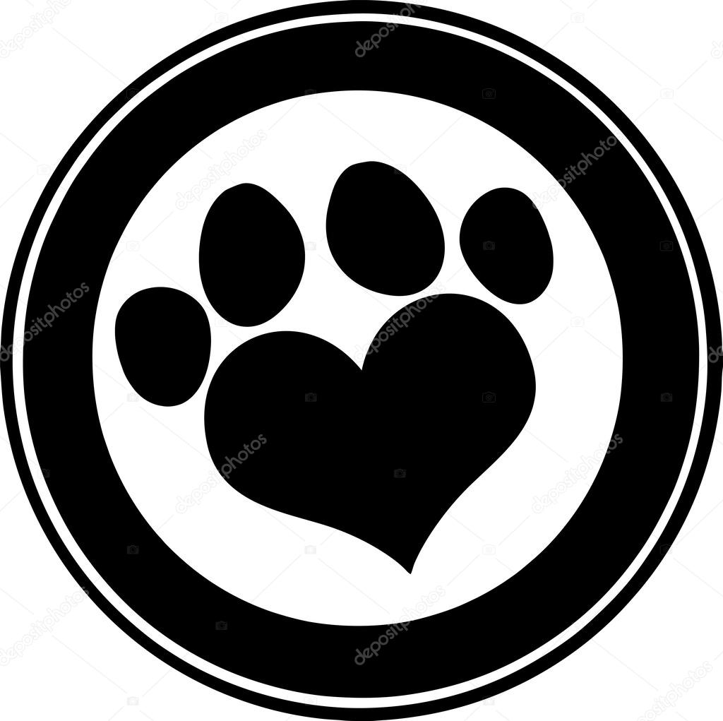 Love Paw Print Black Circle Banner Design