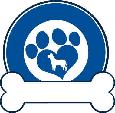 Veteriner Blue Circle Label aşk pençe köpek ve kemik ile