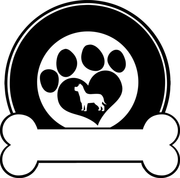 Veterinaire Black Circle labelontwerp met liefde Paw hond en bot — Stockfoto