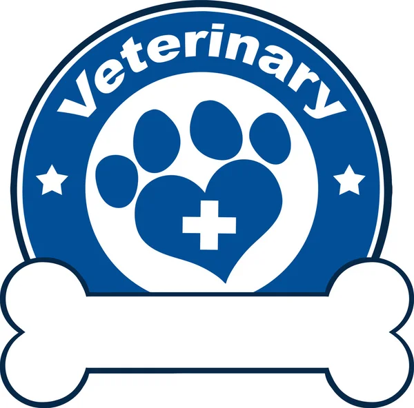 Veterinary Blue Circle Label With Love Paw Print,Cross And Bone Under Text — Stock Photo, Image
