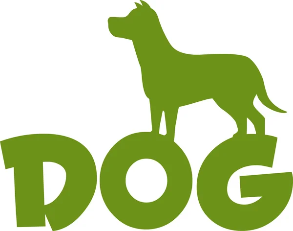 Silueta verde perro sobre ilustración de texto — Foto de Stock
