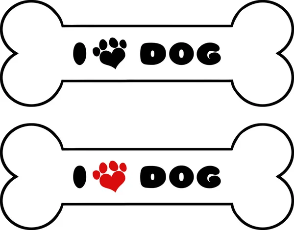 Hund ben med Text Love Paw Print. Collection Set — Stockfoto