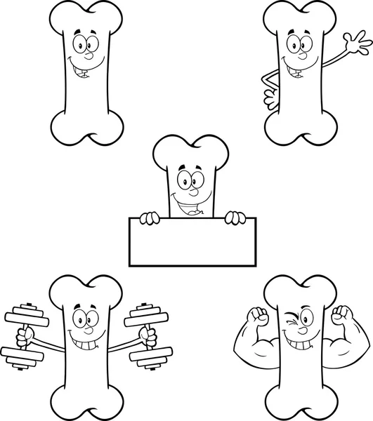 Personaggio cartone animato divertente bianco e nero 1. Set di raccolta — Foto Stock