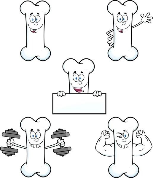 Personaggio cartone animato divertente osso 1. Set di raccolta — Foto Stock