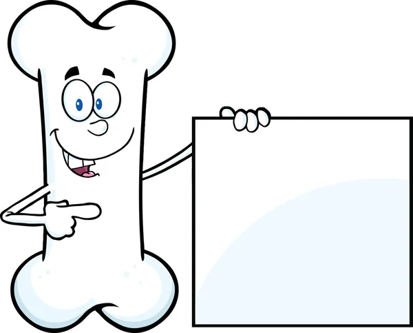 Happy Bone Cartoon Mascot Character Shooting A Blank Signs — стоковое фото