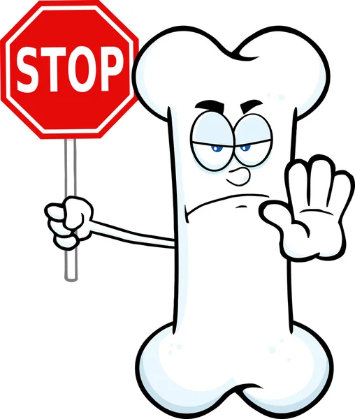 Boos bot Cartoon mascotte karakter houden een stopbord — Stockfoto