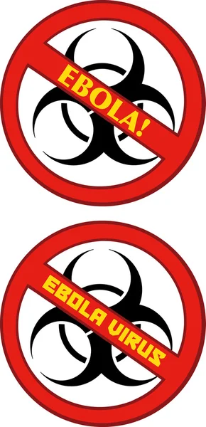 Red Stop Ebola Sign With Bio Hazard Symbol And Text. Collection Set — Stock Photo, Image