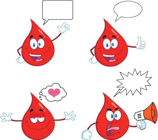 Red Drop Cartoon Character In Different Poses 7. Collection Set — Stock Photo, Image