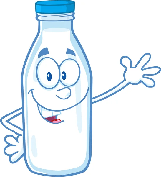 Funny Milk Bottle Character Waving — Stock Photo, Image