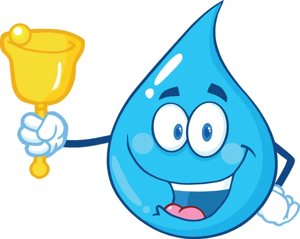 Water Drop Character Waving A Bell For Donation — Stock Photo, Image