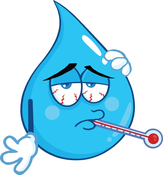 Water Drop karakter met Thermometer — Stockfoto