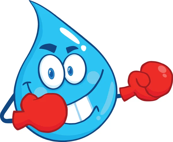 Water Drop Character With Boxing Gloves — Stock Photo, Image