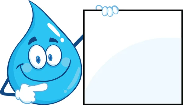 Water Drop karakter tonen een leeg teken — Stockfoto