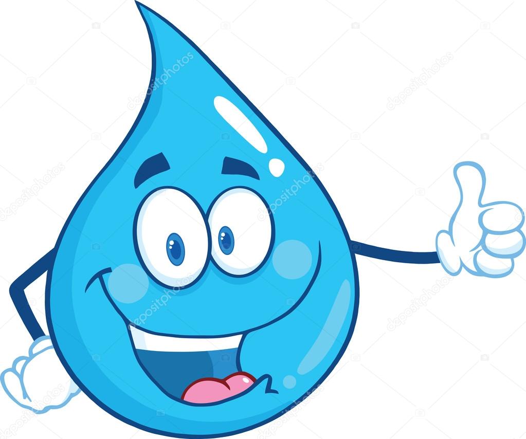 Happy Water Drop Character Giving A Thumb Up Stock Illustration by ©HitToon  #57859795, image size:1023x854